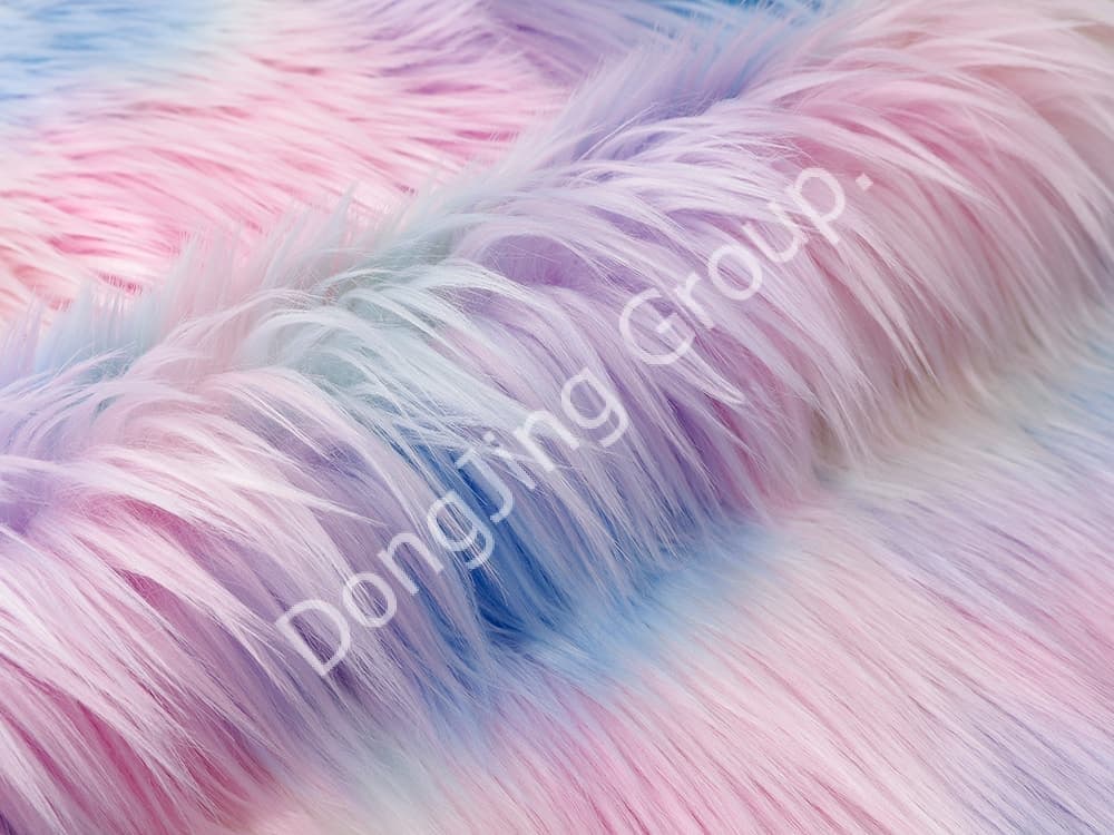 DW0020-jacquard năm màu xanh, hồng và vàng faux fur fabric