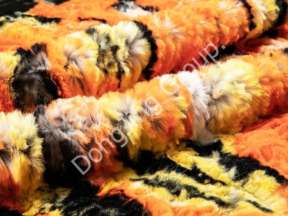 7KT0362-Lông thỏ in màu trắng faux fur fabric