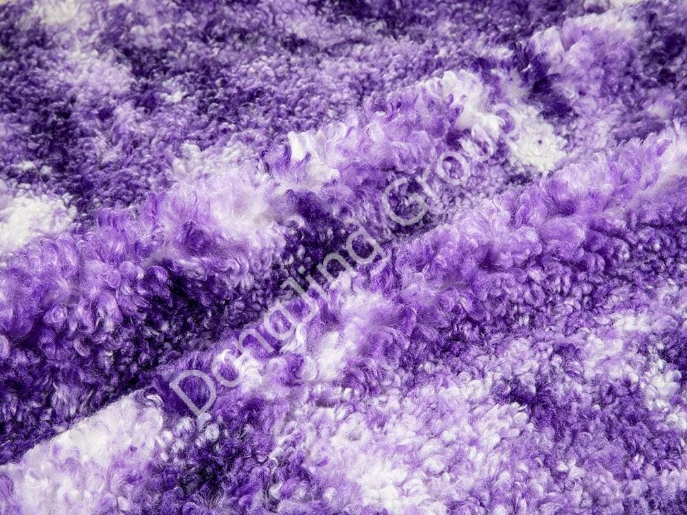 8T0821-Lưới tròn màu tím cùng màu cuộn lộn xộn cuộn giả len faux fur fabric