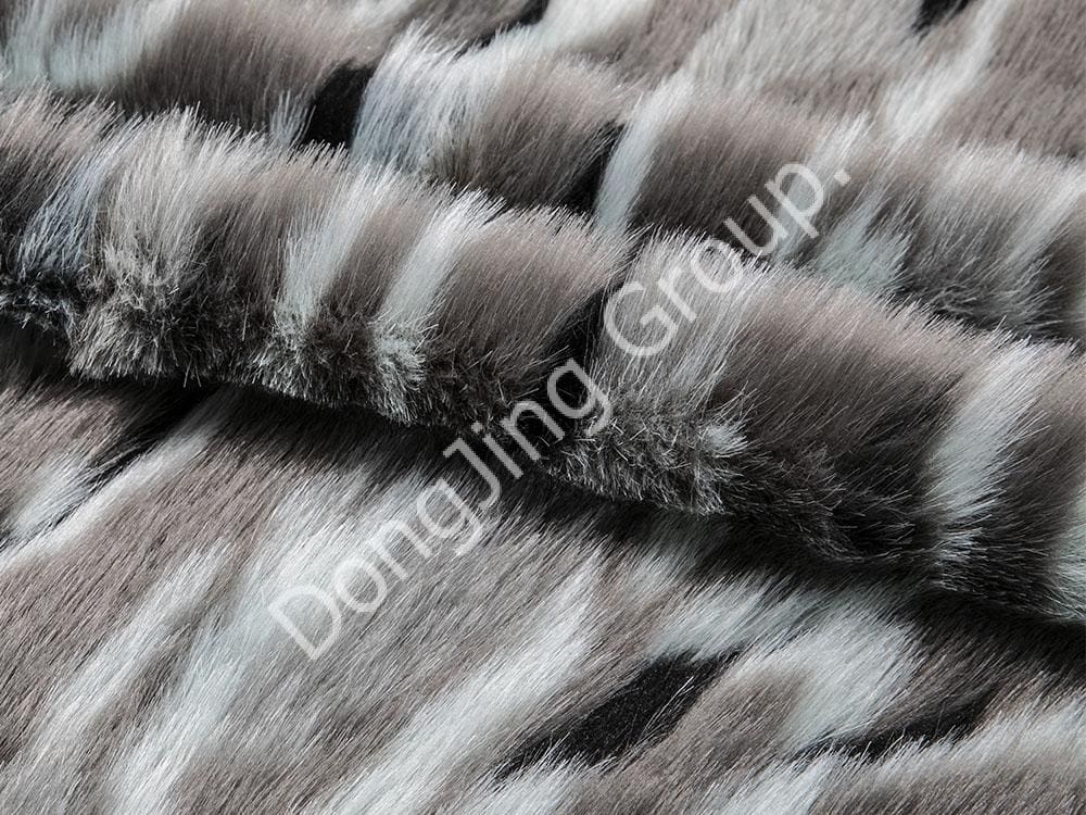 8W1856-Đen xanh xám ba màu cáo mềm faux fur fabric