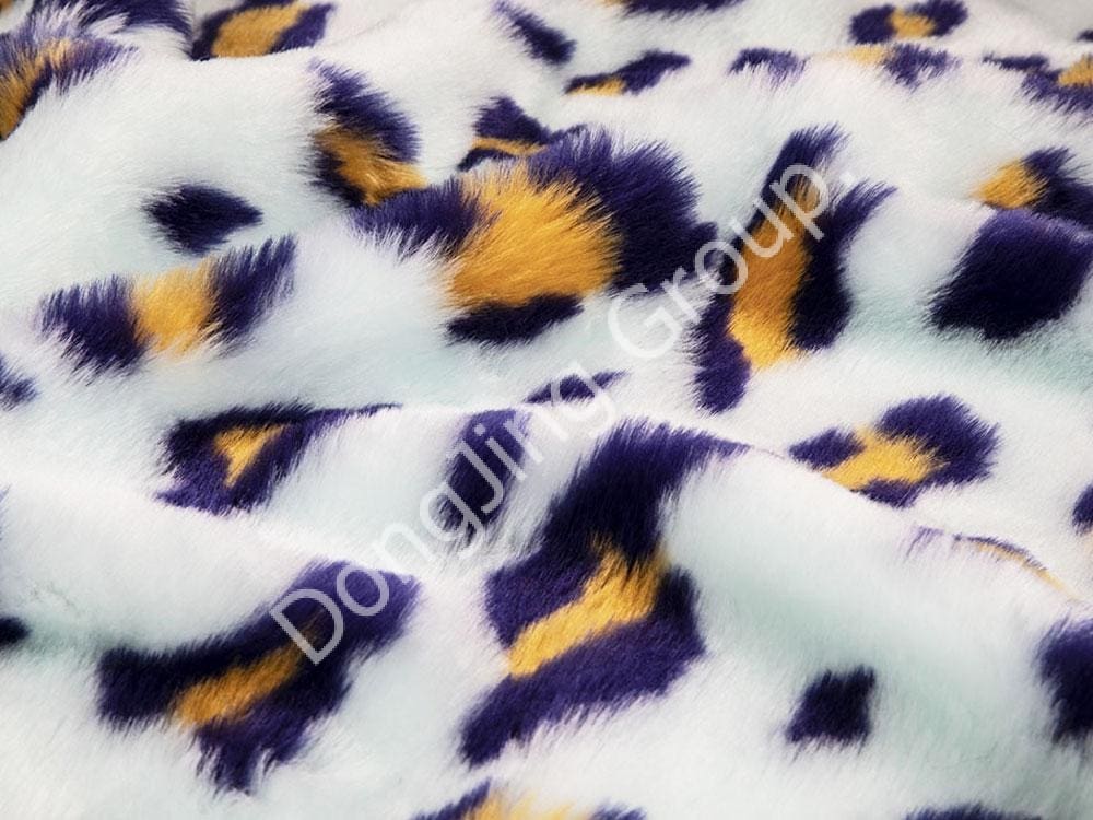 9HW0390-Họa tiết da báo vòng tròn ba màu (vàng Landi) faux fur fabric