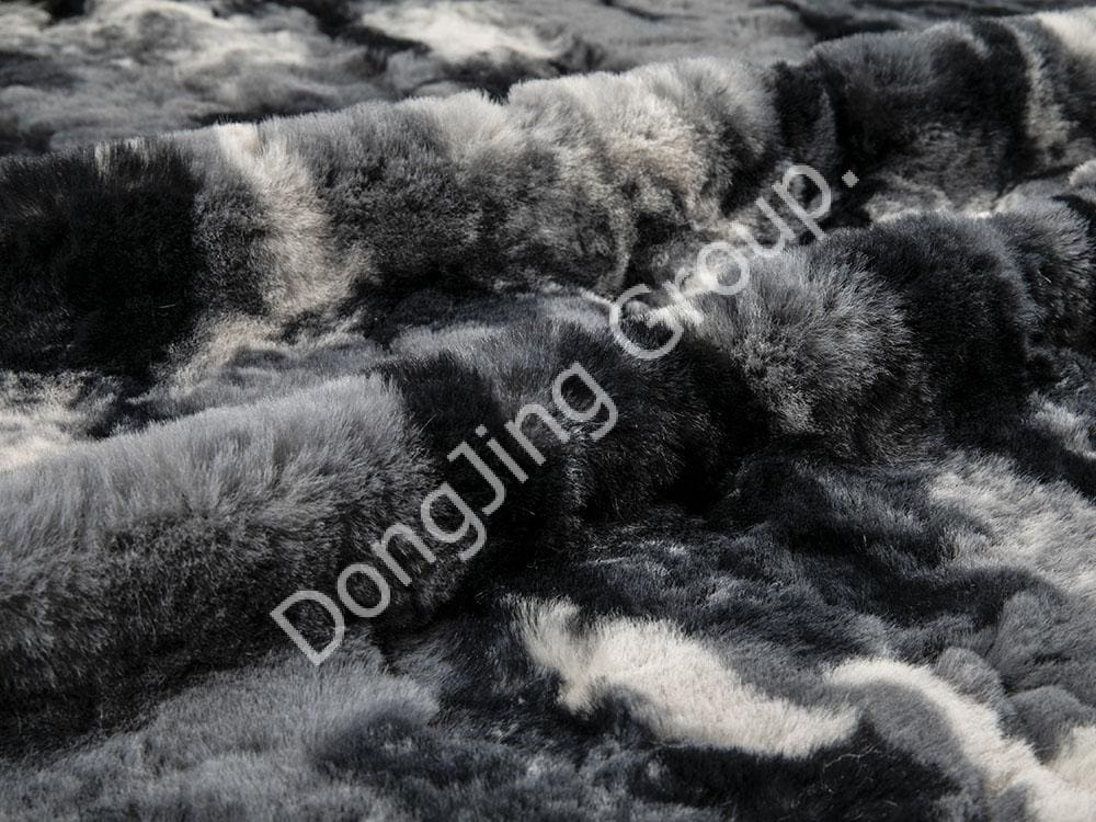 9T1342-Bàn chải lông thỏ in hoa cắt màu trắng này faux fur fabric