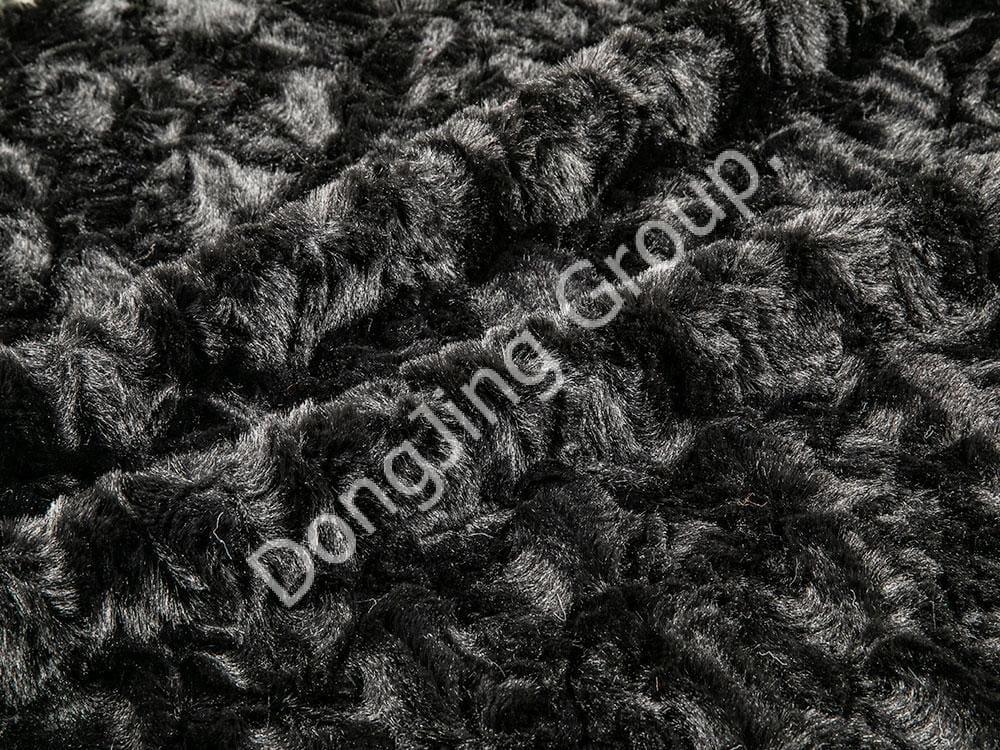 9T2446-Lông thỏ chải đen faux fur fabric