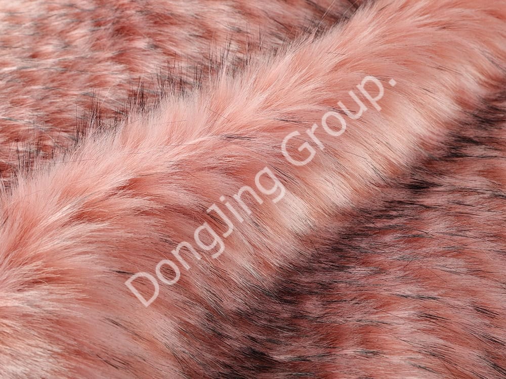 9W0684-Lông gấu trúc màu hồng dứa faux fur fabric