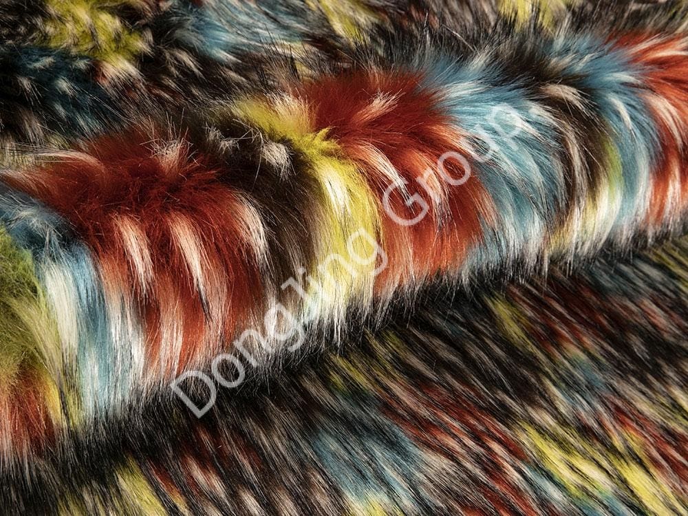 9W0926-Bánh bao lông jacquard ngũ sắc xanh Mitica faux fur fabric