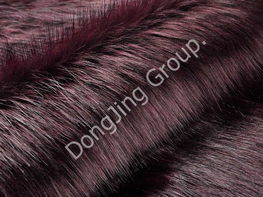 DP0663-Đầu nhuộm màu xám đậm và đỏ rượu vang faux fur fabric